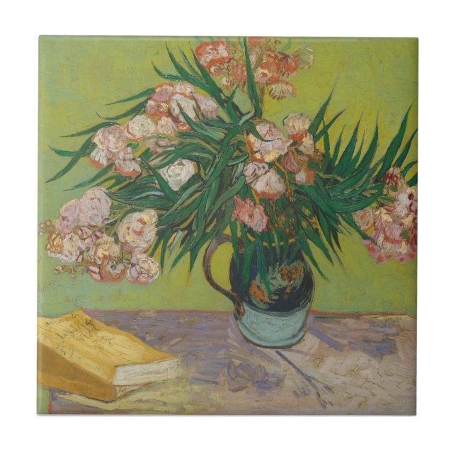 Vincent Van Gogh Oleander blommålning Kakelplatta (Framsidan)
