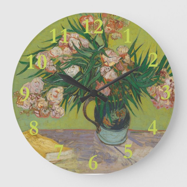 Vincent Van Gogh Oleander blomstermålning Stor Klocka (Framsida)