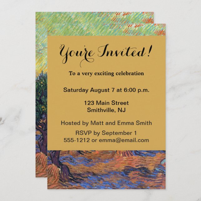 Vincent Van Gogh Olive Grove Impressionism Art Inbjudningar (Fram/baksida)