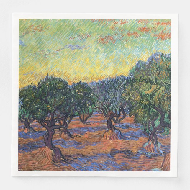 Vincent Van Gogh Olive Grove Impressionism Art Pappersservett (Framsida)