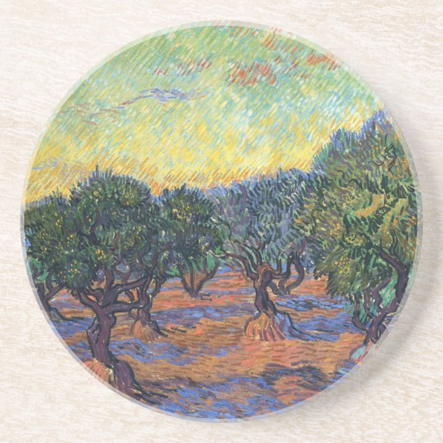 Vincent Van Gogh Olive Grove Impressionism Art Underlägg Sandsten (Framsidan)