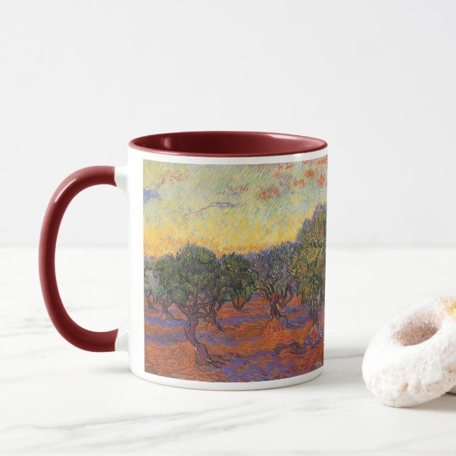 Vincent van Gogh - Olive Grove, Orange Himmel Mugg (Med munk)