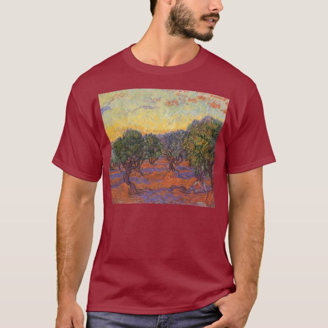 Vincent van Gogh - Olive Grove, Orange Himmel Tee Shirt (Framsida)