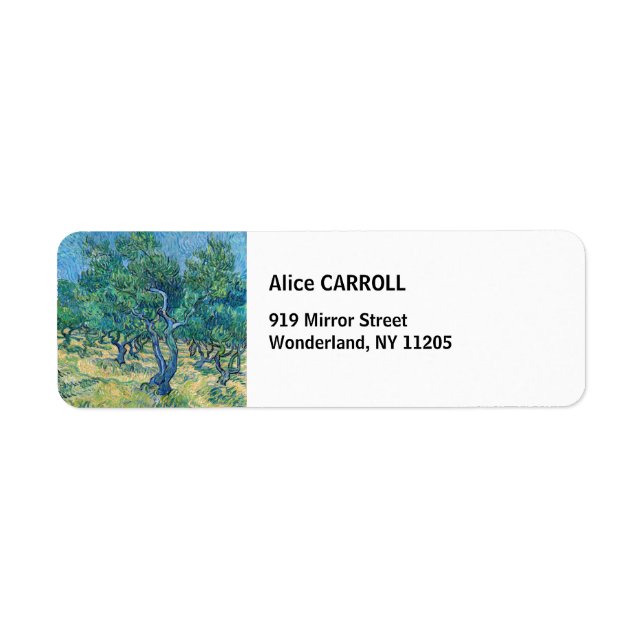 Vincent van Gogh - Olive Grove Returadress Etikett (Framsidan)