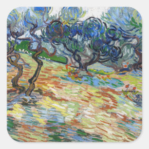 Vincent van Gogh - Olive Träd: Bright blå himmel Fyrkantigt Klistermärke