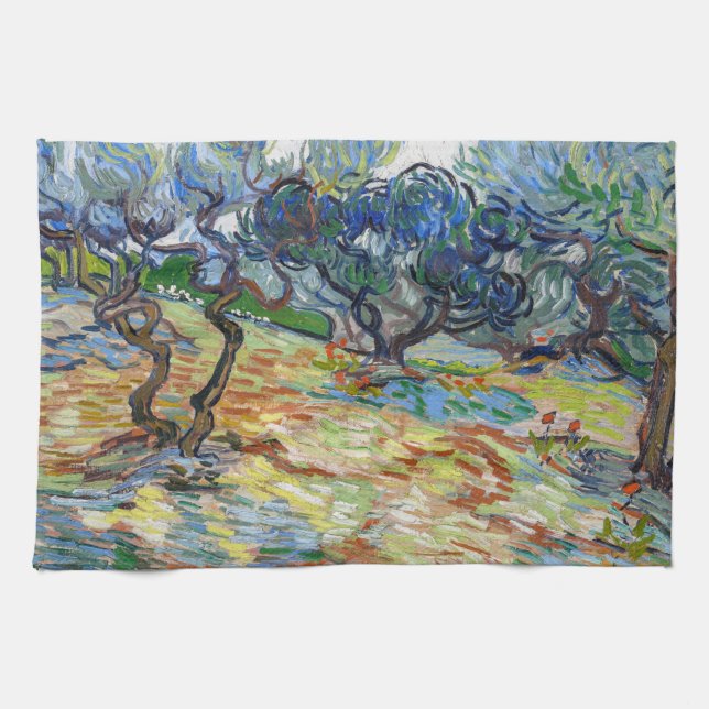 Vincent van Gogh - Olive Träd: Bright blå himmel Kökshandduk (Horisontell)