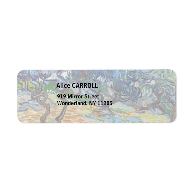 Vincent van Gogh - Olive Träd: Bright blå himmel Returadress Etikett (Framsidan)