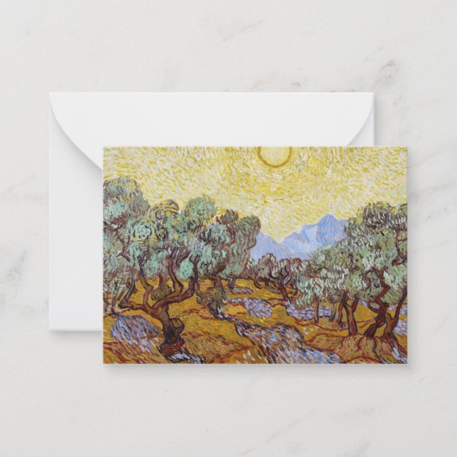 Vincent van Gogh - Olive Träd, Gult Himlar och Sol Anteckningskort (Framsida)
