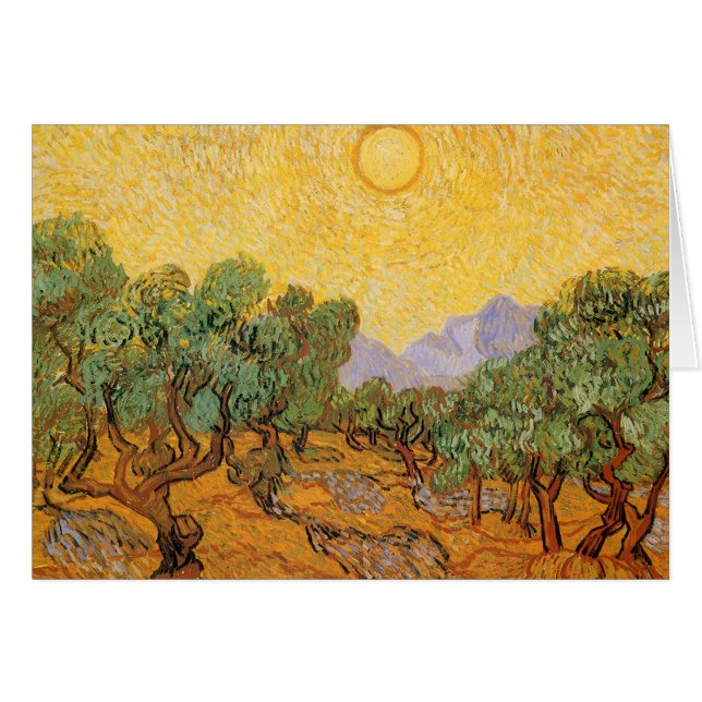 Vincent van Gogh - Olive Träd, Gult Himlar och Sol Hälsningskort (Framsidan Horizontal)