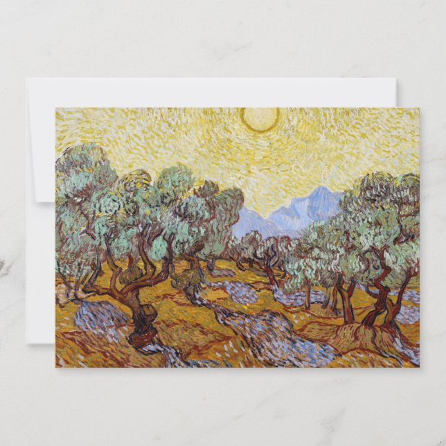 Vincent van Gogh - Olive Träd, Gult Himlar och Sol Inbjudningar (Framsida)