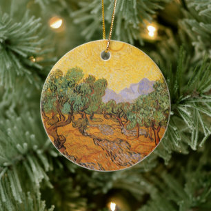 Vincent van Gogh - Olive Träd, Gult Himlar och Sol Julgransprydnad Keramik