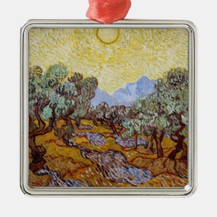 Vincent van Gogh - Olive Träd, Gult Himlar och Sol Julgransprydnad Metall