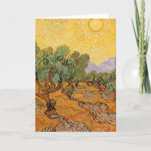 Vincent van Gogh - Olive Träd, Gult Himlar och Sol Kort (Framsida)