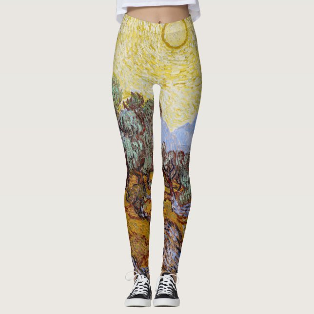 Vincent van Gogh - Olive Träd, Gult Himlar och Sol Leggings (Framsida)