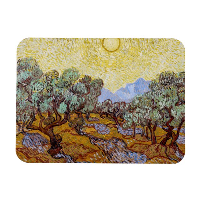 Vincent van Gogh - Olive Träd, Gult Himlar och Sol Magnet (Horisontell)