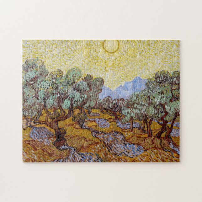 Vincent van Gogh - Olive Träd, Gult Himlar och Sol Pussel (Horisontell)