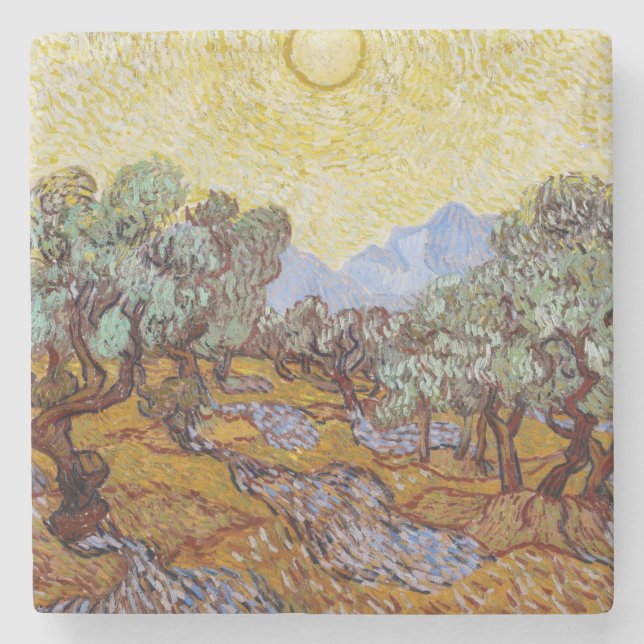 Vincent van Gogh - Olive Träd, Gult Himlar och Sol Stenunderlägg (Framsidan)