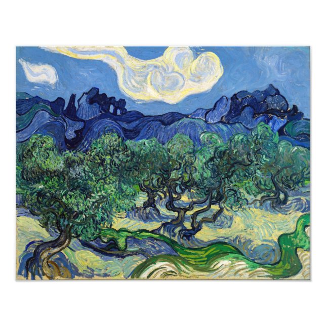Vincent van Gogh - Olive Träd med Alpelare Fototryck (Framsidan)