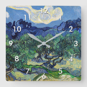 Vincent van Gogh - Olive Träd med Alpelare Fyrkantig Klocka