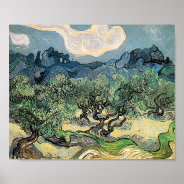 Vincent van Gogh Olive Träd med Alpelare Poster (Framsidan)