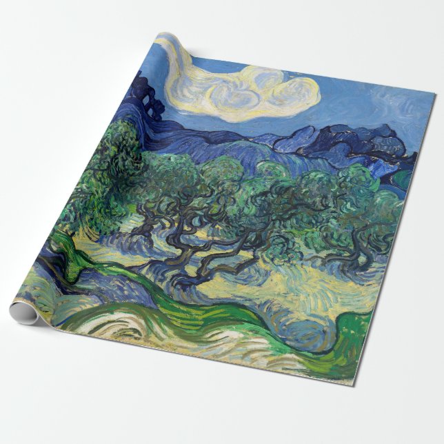 Vincent van Gogh - Olive Träd med Alpelare Presentpapper (Utrullad)