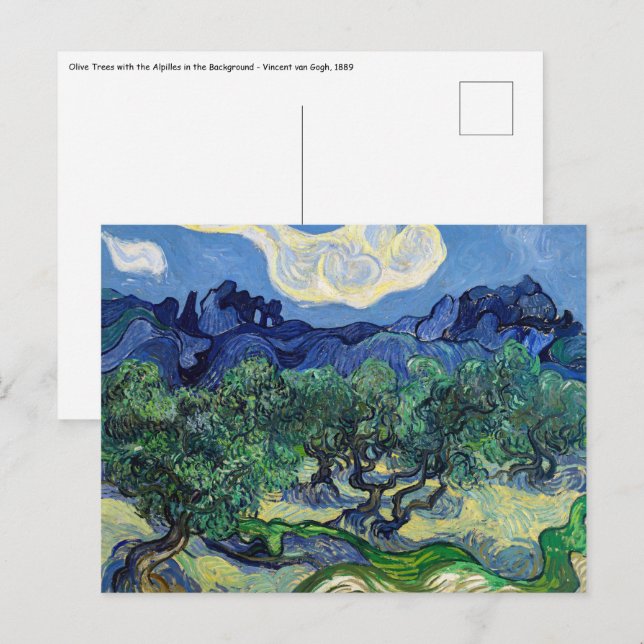 Vincent van Gogh - Olive Träd med Alpelare Vykort (Fram/baksida)