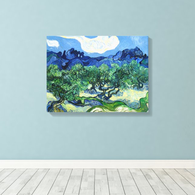 Vincent Van Gogh, Olive Träd med Alpelarna Canvastryck (Insitu (trägolv))