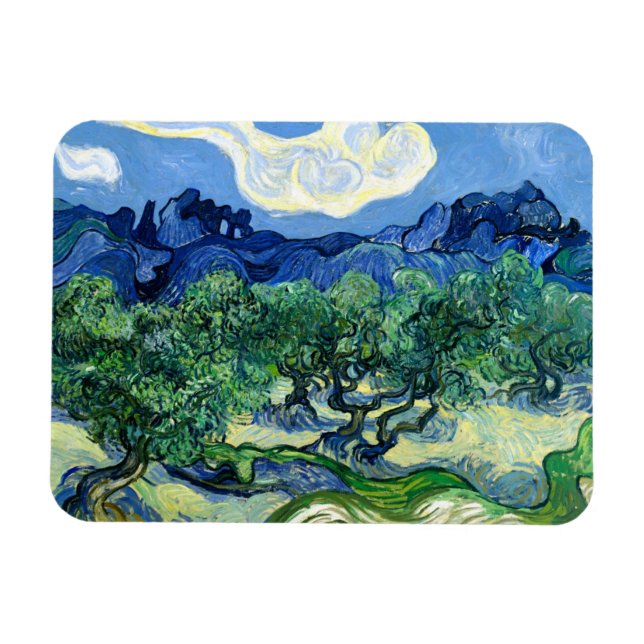 Vincent Van Gogh, Olive Träd med Alpelarna Magnet (Horisontell)