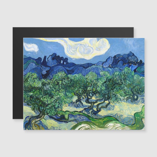 Vincent Van Gogh, Olive Träd med Alpelarna Magnetisk Inbjudningskort (Fram/baksida)