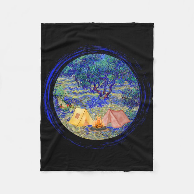 Vincent Van Gogh olivlund Camping Grafisk Fo Fleecefilt (Framsidan)