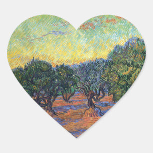 Vincent Van Gogh Olivlund Impressionism Konst Hjärtformat Klistermärke