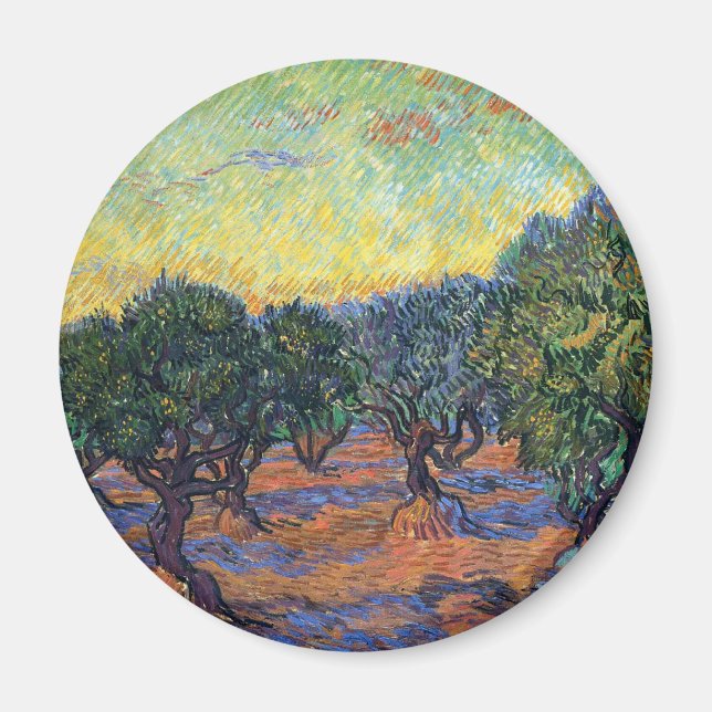 Vincent Van Gogh Olivlund Impressionism Konst Magnet (Framsidan)