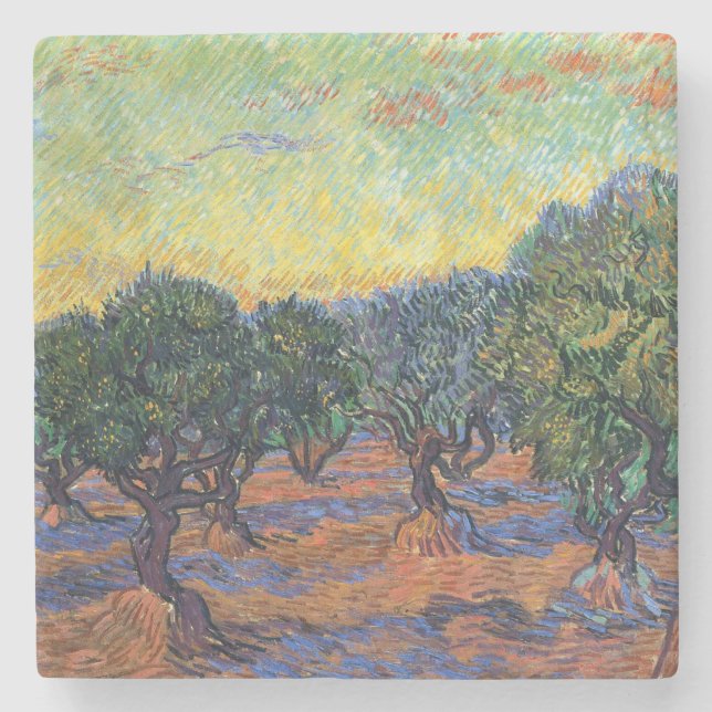 Vincent Van Gogh Olivlund Impressionism Konst Stenunderlägg (Framsidan)