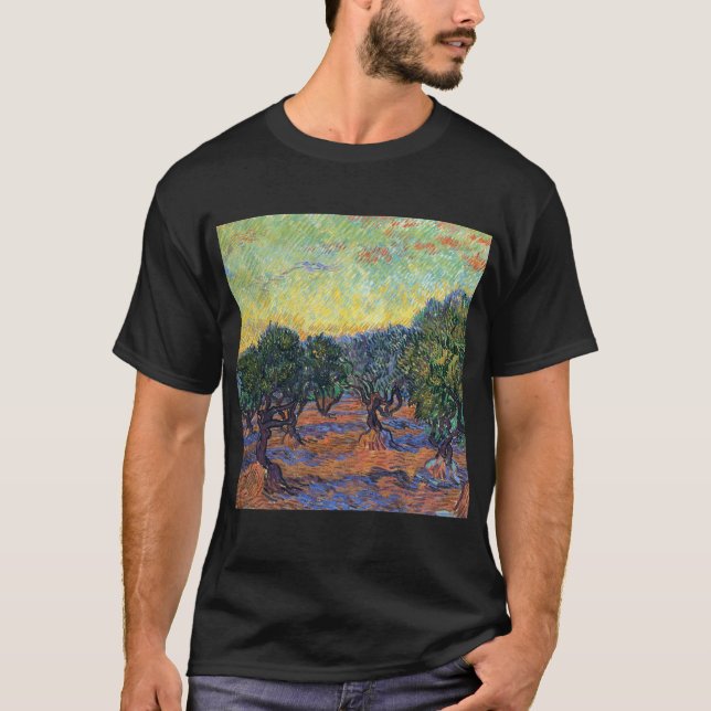 Vincent Van Gogh Olivlund Impressionism Konst T Shirt (Framsida)