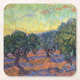 Vincent Van Gogh Olivlund Impressionism Konst Underlägg Papper Kvadrat