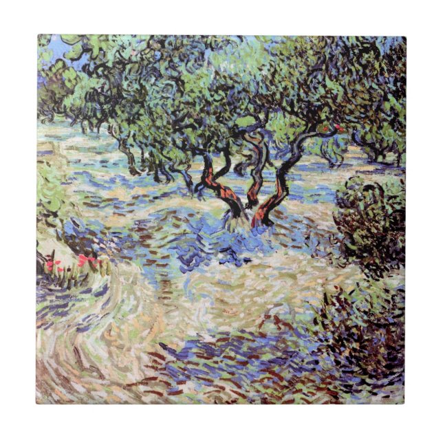 Vincent Van Gogh - Olivlund Konstkopia Kakelplatta (Framsidan)