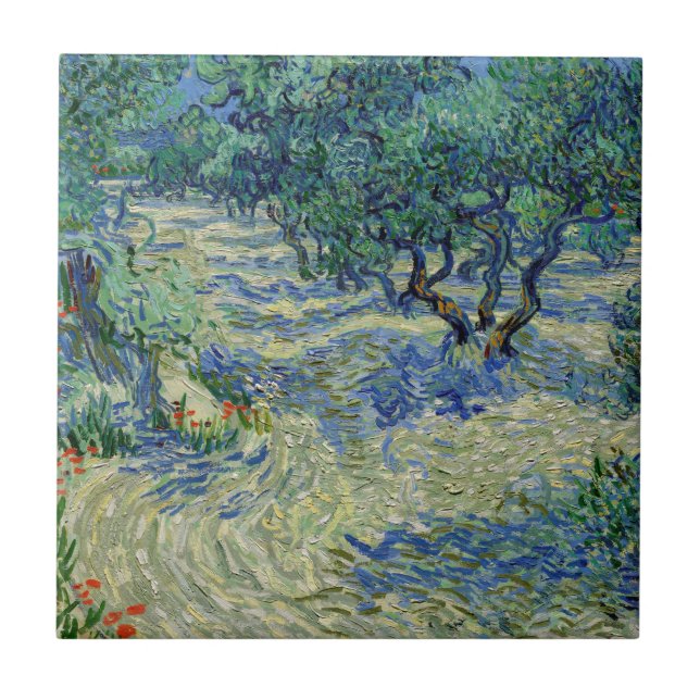 Vincent van Gogh - Olivlund: Ljusblå himmel Kakelplatta (Framsidan)