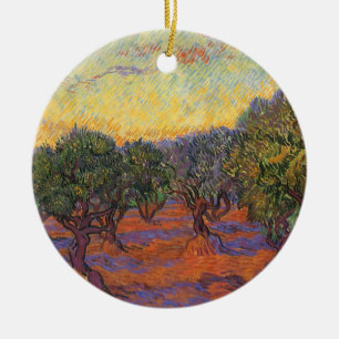 Vincent van Gogh - Olivlund, orange himmel Julgransprydnad Keramik
