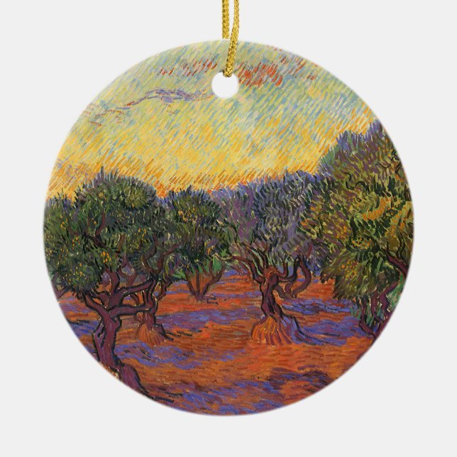 Vincent van Gogh - Olivlund, orange himmel Julgransprydnad Keramik (Framsidan)