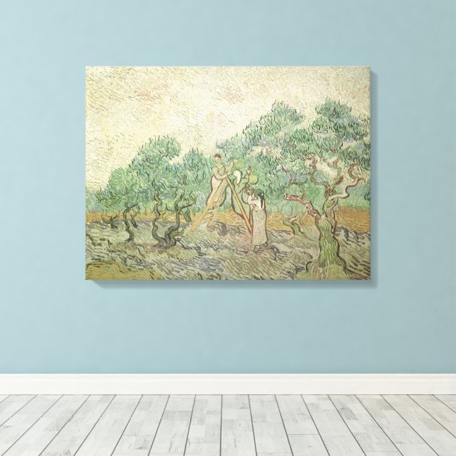 Vincent van Gogh - Olivskörd Canvastryck (Insitu (trägolv))
