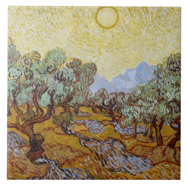 Vincent Van Gogh | olivträd, 1889 Kakelplatta (Framsidan)