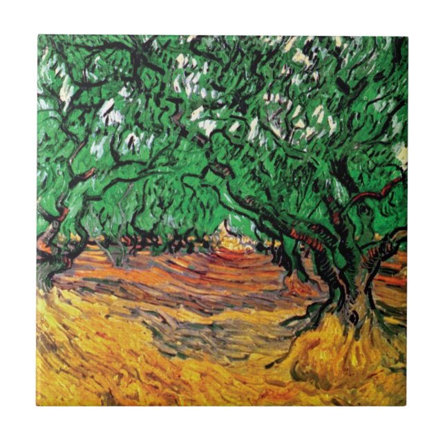 Vincent Van Gogh - Olivträd Fine Art Kakelplatta (Framsidan)