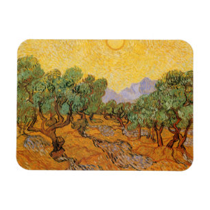 Vincent van Gogh - Olivträd, gul himmel och sol Magnet
