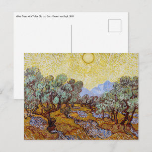 Vincent van Gogh - Olivträd, gul himmel och sol Vykort