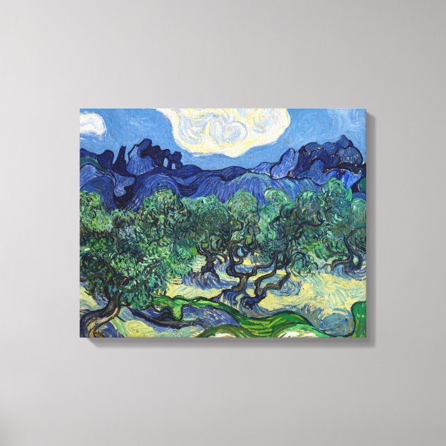 Vincent van Gogh - Olivträd med Alpilles Canvastryck (Framsida)