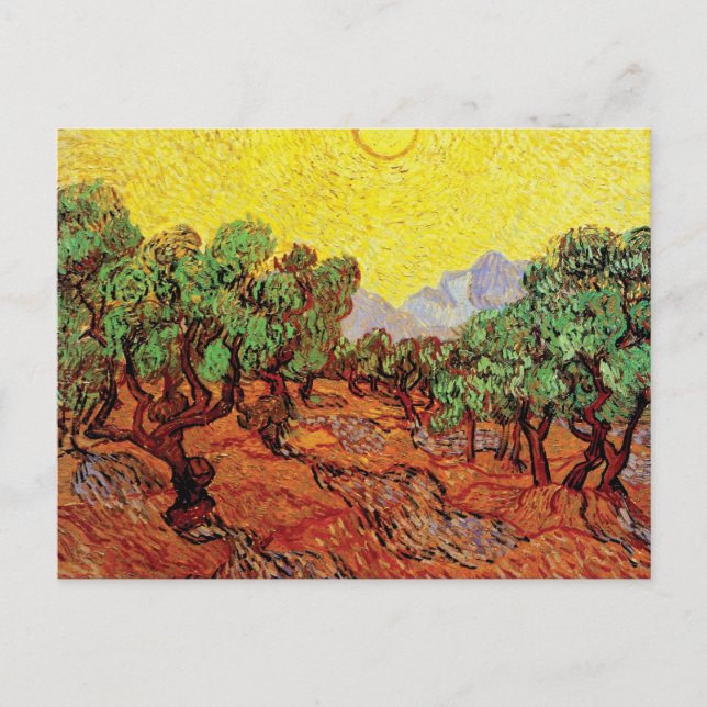 Vincent Van Gogh - Olivträd med gul himmel Vykort (Framsida)