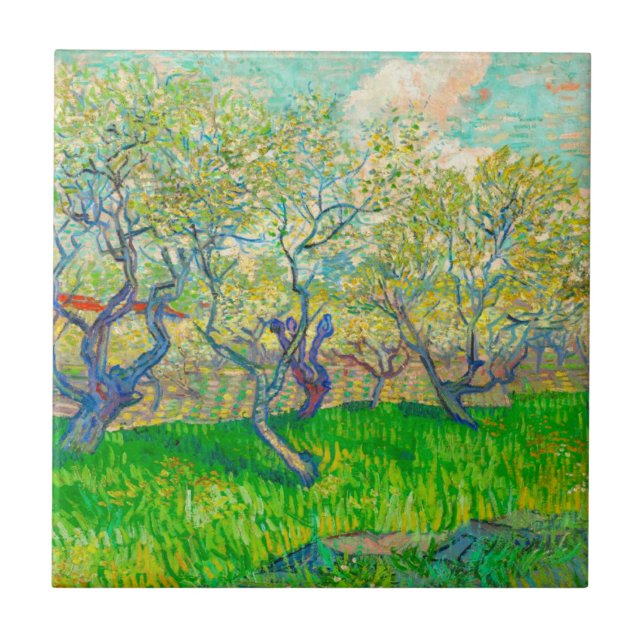 Vincent van Gogh Orchard i Blommar Kakelplatta (Framsidan)