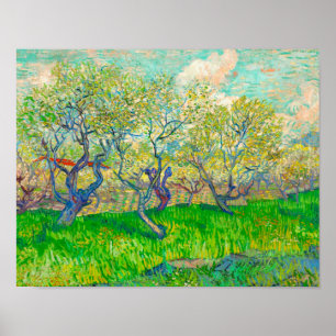 Vincent van Gogh Orchard i Blommar Poster