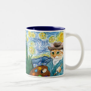 Vincent Van Gogh parodimugg för Starry natt Två-Tonad Mugg