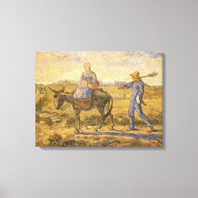 Vincent van Gogh - Peasant Couple går till jobbet Canvastryck (Framsida)